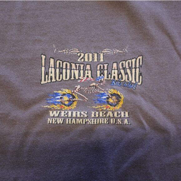 2011 Laconia Bike Week Cutoff Thrashed Graphic Tee - Picture 5 of 7